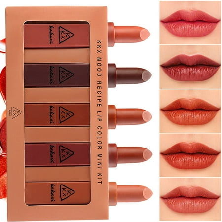 Kakaxi 5 Pcs/set Lipstick Easy To Wear Long-lasting Lip Gloss