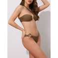 thumbnail image 2 of DARING DIVA Women's Asymmetric One Shoulder Strap Bikini Sets Small Brown, 2 of 6