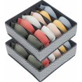 thumbnail image 1 of Underwear Storage, Set of 2 6 Compartment Foldable Drawer Organizer Box, Wavy Texture Nonwoven Drawer Storage Box Underwear Organizer, Wave Pattern, 1 of 5