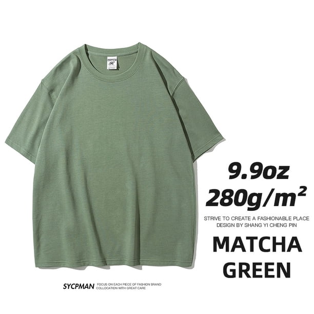 Camiseta pesada de gran tamaño de alta calidad de 9,9 oz y 280gsm para hombre, camiseta de manga corta de algodón, tendencia de Color sólido, ocio, verde, blanco y negro Tan Jianjun unisex
