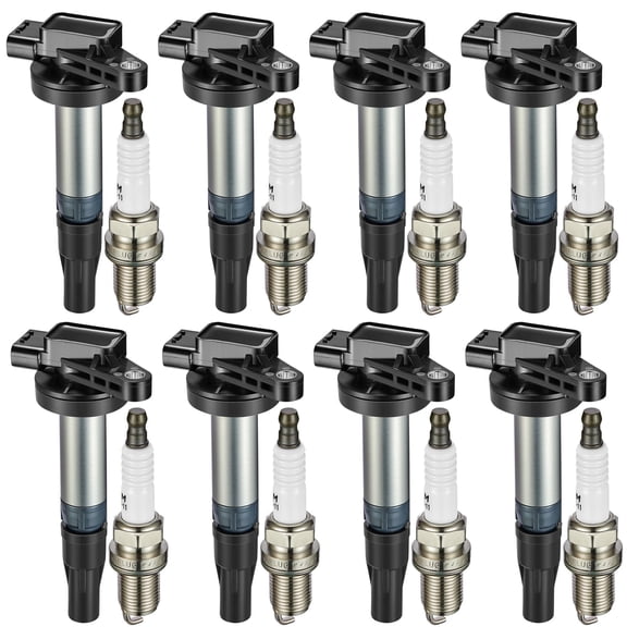 BDFHYK Ignition Coil Pack UF519 and Iridium Spark Plugs BKR5EGP for Land Rover LR3 Range Rover Jaguar XF XJ8 XK S-Type Super V8 XKR XJR 4.2L 4.4L V8 5C1420 E1019, Sets of 8