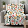 thumbnail image 2 of Summer Fruits Blanket Soft Cozy Warm Twin Blanket for Bed, Plush Fuzzy Flannel Fleece Blankets for Sofa, Orange Peach Green Botanical Spring Throw Blankets for Couch, Gifts for Men, 60"x80", 2 of 9