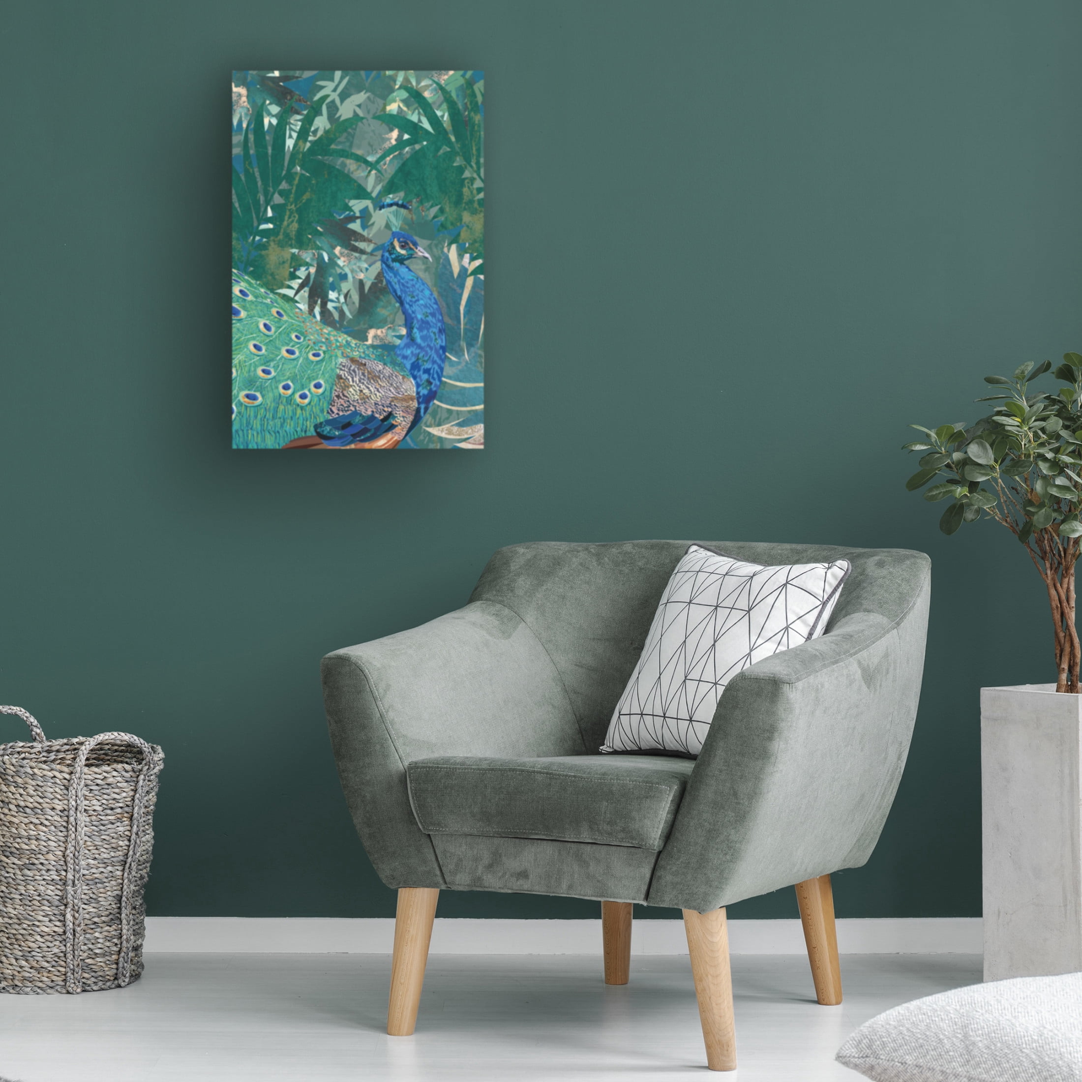 Trademark Fine Art Sarah Manovski  Peacock in the tropical jungle Canvas Wall Art