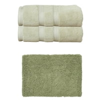 Home Weavers Fantasia Collection 100% Soft Cotton Super Absorbent 2 Pcs Bath Towel Set & 1 Pc 21x34" Bath Rug, Machine Washable & Non Slip (Set of 3), Green