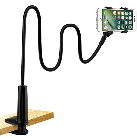 Universal 360° Adjustable iPhone Anroid Device Apply to Bed Desk Mount Clamp Gooseneck Stand Mobile Phone Holder Cellphone Clip BLACK