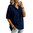 thumbnail image 2 of FAIWAD Short Sleeve Cardigans for Women Plus Size Button up Casual Hooded Sweaters with Pockets, 2 of 6