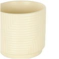 thumbnail image 5 of DecMode 7", 6", 5"W Cream Ceramic Geometric Planter with Layered Square Shaped Grooves (3 Count), 5 of 9