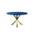 thumbnail image 2 of Pemberly Row Modern Lacquer & Polished Steel Metal Dining Table in Navy/Gold, 2 of 5