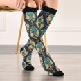 thumbnail image 5 of FORMRS Womens Knee High Socks Casual Long Thick Travel Daily Wear, 1 Pair, Green Peacock Pattern, 5 of 6