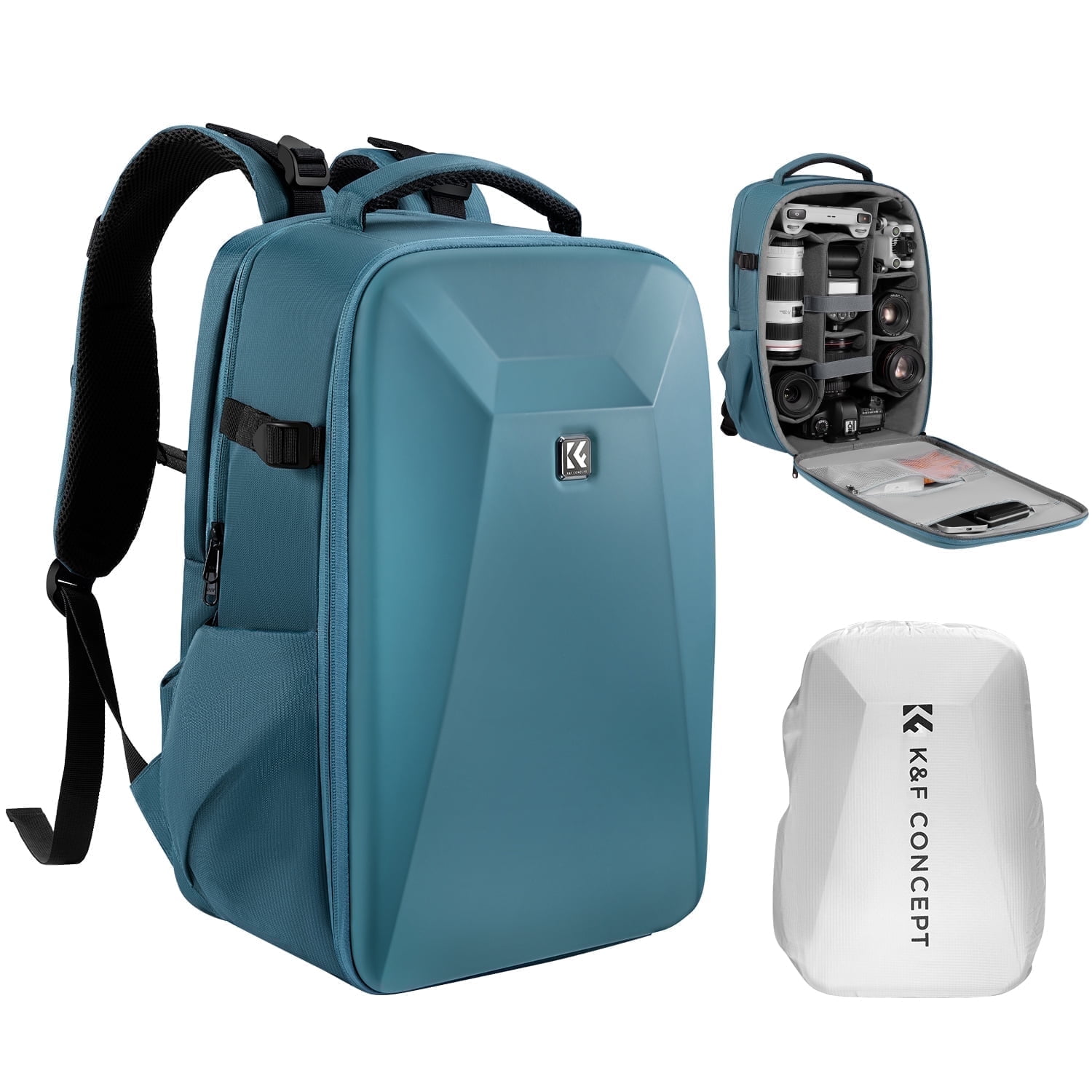 K&F CONCEPT Waterproof Professional DSLR Camera Backpack, Anti-Camera Case with EVA Anti-Shock Bubble for SLR, Camera Photography Bag with Rain Cover for Travel