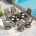 thumbnail image 3 of Farini Patio Dining Set for 6, 7-Piece Outdoor Dining Table and Chairs Set, 4 x Swivel Outdoor Chairs with Paded Textilene and 60"x35" Patio Table with 1.57" Umbrella Hole for Poolside, Backyard, 3 of 8