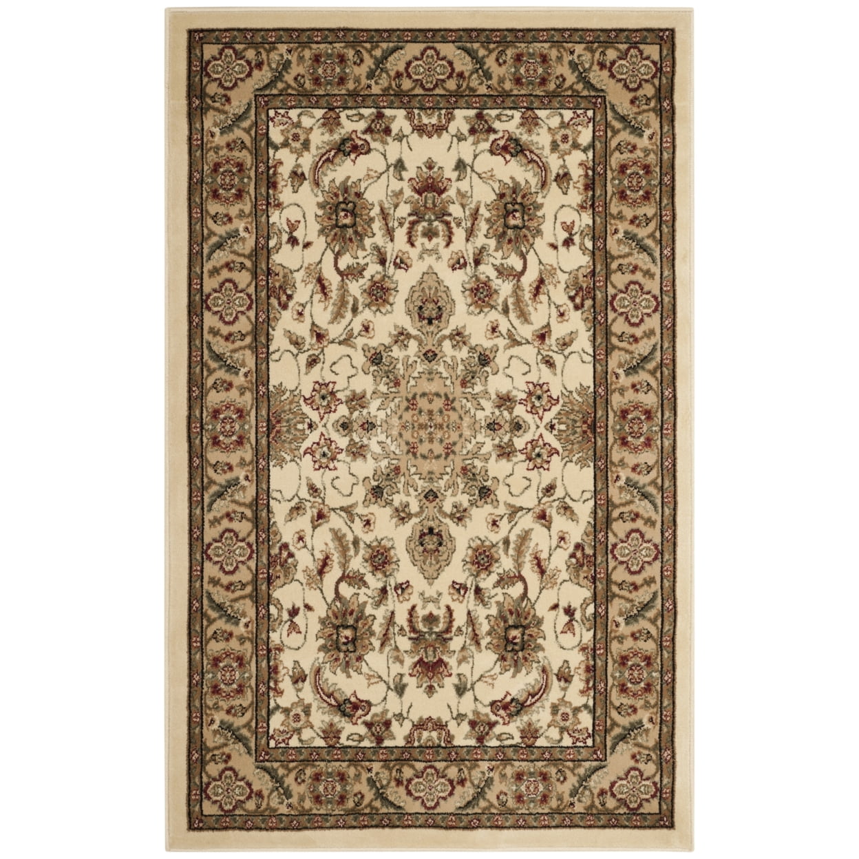 SAFAVIEH Lyndhurst Nadia Floral Border Runner Rug, Ivory/Tan, 2'3" x 16'