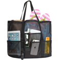 thumbnail image 2 of Spencer Tote Bag for Women, Beach Bag, Mesh Beach Bag Oversized Beach Tote with Multipockets, 15.7x7.9x14.2 Inch, Black, 2 of 8