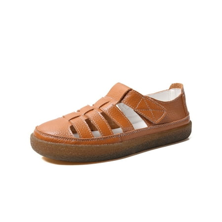 

SIMANLAN Women Lightweight Leather Sandals Walking Comfort Shoes Nonslip Closed Toe Fisherman Loafer