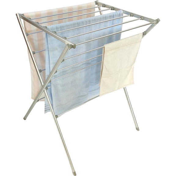Totes Babies Premium Aluminum Foldable Air Clothing Drying Laundry Rack, Free-Standing, Easy Assembly, 12 Rails, 36-in.