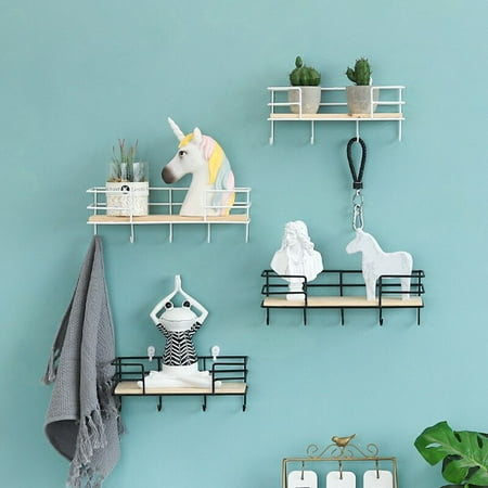 

UMMH and Wooden Board Storage Basket with Hooks Hat Key Rack Hangers Holder Wall Hook Home Decoration Hang Hooks for Keys