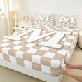 thumbnail image 3 of Castle Fairy Teens Monogrammed Letter 3pcs Twin Sheet Sets,Geometric Plaid Twin Fitted Sheet,Sparkling Sequin Breathable Flat Sheet,Lightweight Room Decor, 3 of 7