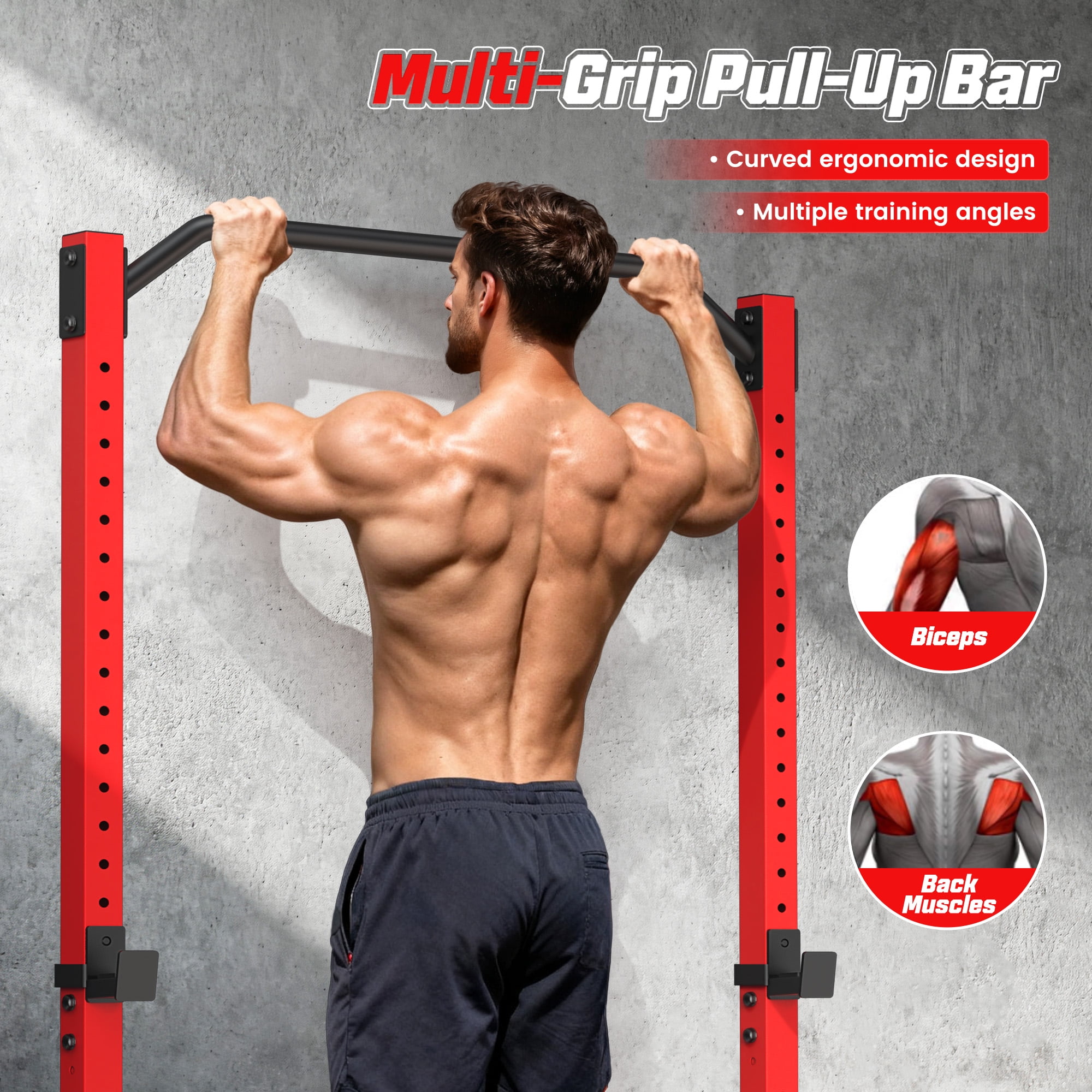 VIBESPARK Power Rack, Multi-Function 800LBS Adjustable Barbell Power Cage with Pull-up Bar and J-Hooks, Bench Press Squat Rack for Home Gym Fitness Equipment, Power Squat Rack