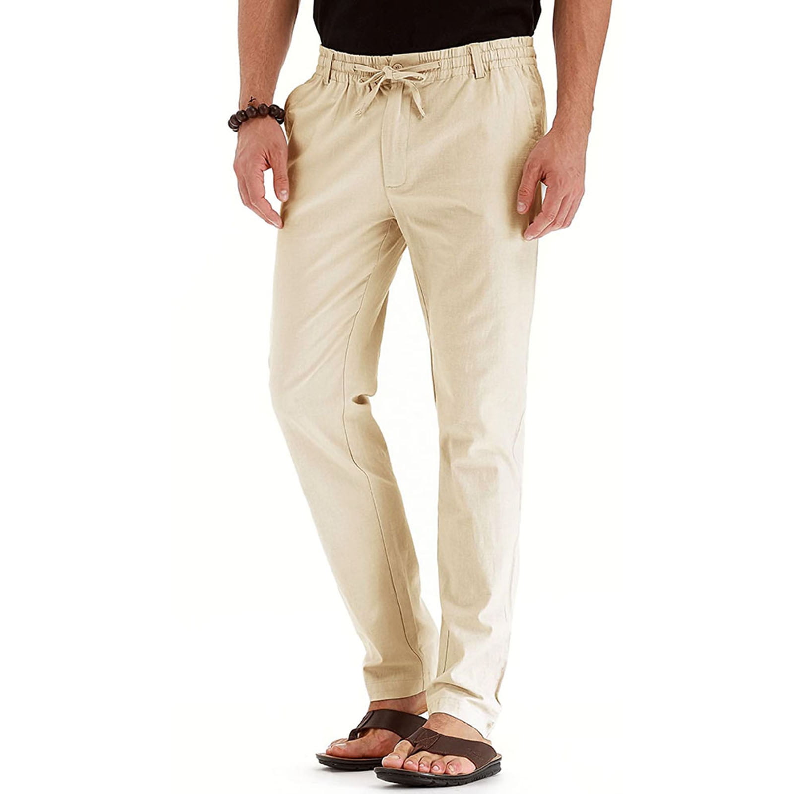Men Plus Size Cotton Comfort Beige Trousers  XMEX Clothing