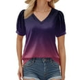 thumbnail image 4 of NAMTYQX Women's T-Shirts Light Soft Solid Color Loose V Neck Plus Size Fashion Lounge Short Sleeve Dark Purple Size S, 4 of 5