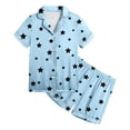 thumbnail image 2 of Zshosam Teen Pjs Little Girl's Pajama Sets Printed Short Sleeve Button Tops Shorts Sleepwear PJ's Size 2T 3T,(Light Blue 2-3 Years), 2 of 5
