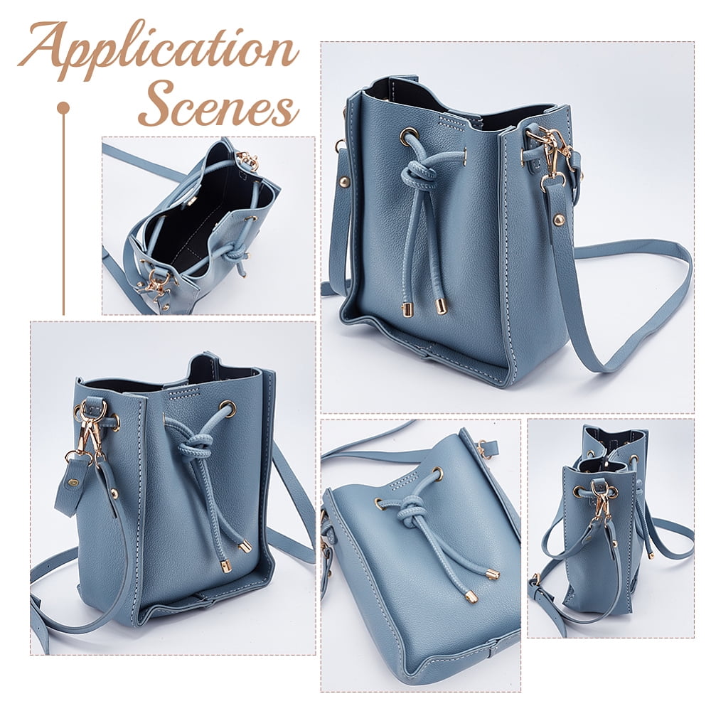 1set DIY Imitation Leather Sew on Women's Crossbody Bucket bag Making Kit including Fabrics D Rings Screw Cord and Needle Screwdriver Slate Gray Fihished Product: 220x200x100mm