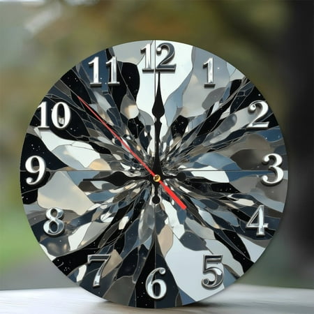 Mirror Wall Clock 10-Inch Silent Wooden Wall Clock, Battery Operated (AA Batteries Not Included), Artistic Home Decor