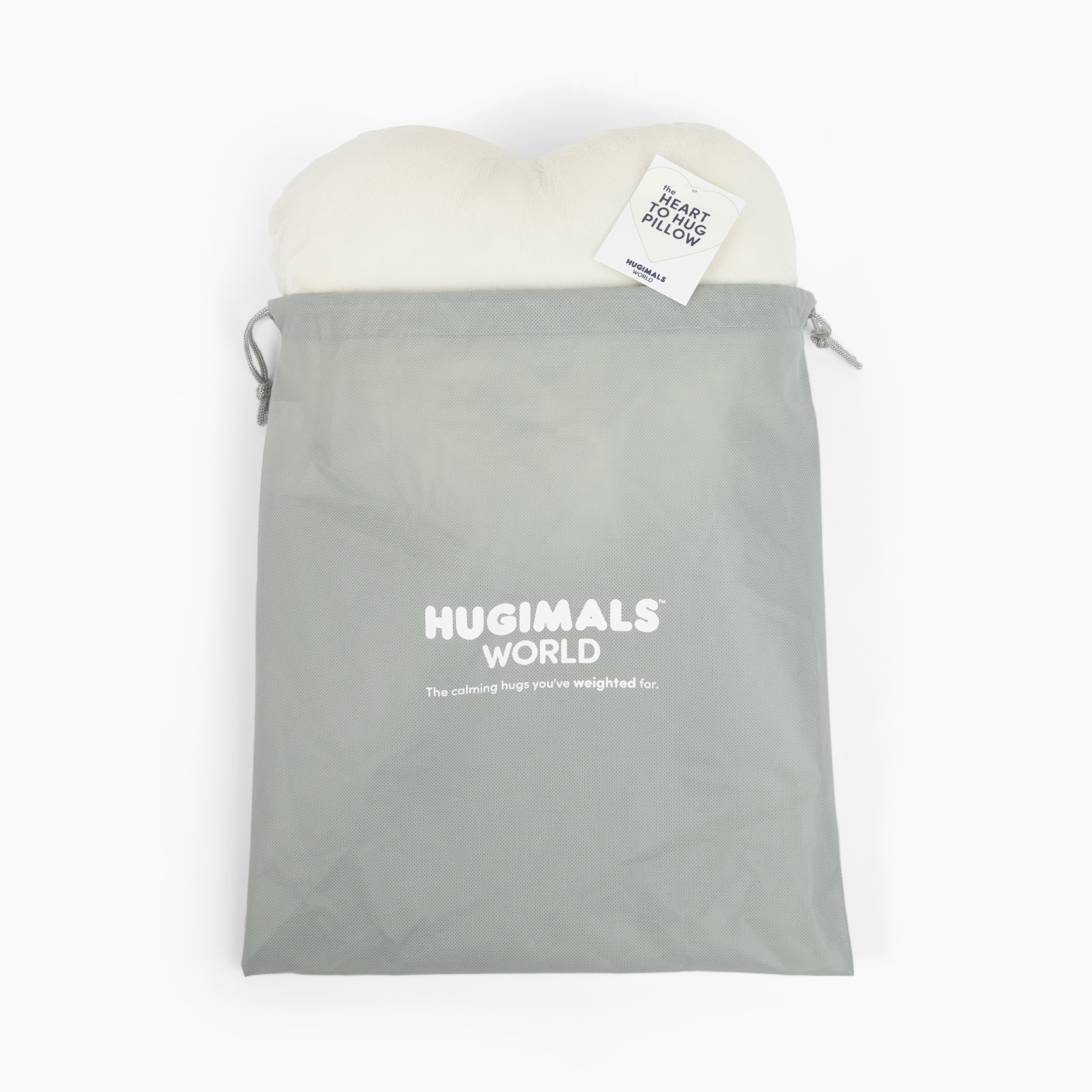 Hugimals Heart to Hug Pillow in Ivory | 5 lb Cozy Weighted Pillow for Self Care Ultra Soft Sensory Anxiety and Stress Relief for Comfort, Relaxation, Sleep