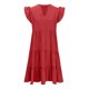 thumbnail image 4 of Vestido de Verano de Manga Corta para las Mujeres Moda Casual Cuello en V Vestido con Ruffles, Poliéster Ligero de Color Sólido para Fiestas, Bodas Y Diario, 4 of 8