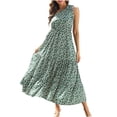 thumbnail image 2 of Pompotops Robe d'Été Bohème Sans Manches à une Épaule, Robe de Soirée Fluide à Volants, Robe Maxi de Plage, 2 of 7