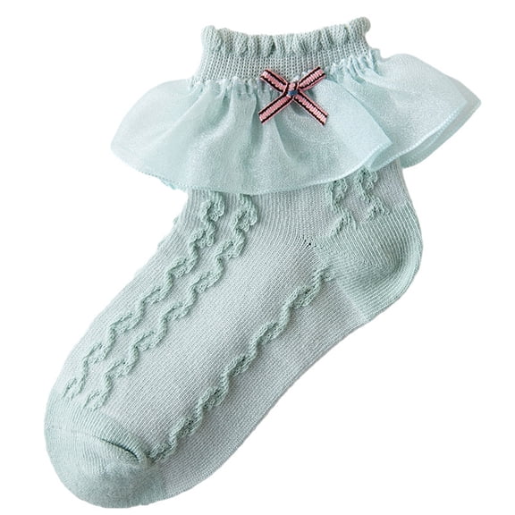 Fall Fuzzy Socks Girl Solid Color Bow Lace Socks Princess Cute Ruffle Socks Children Dress Ankle Sock Boys Halloween Socks Green 4Y