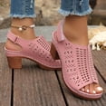 thumbnail image 5 of Hurxie Platform Sandals for Women Sling Wedge Sandals Hollow-Out Low Heel Open Toe Ankle Boots Cutout Shoes Slingback Sandals Pink 37, 5 of 7