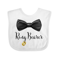 Inktastic Ring Bearer Black Bow Tie and Gold Wedding Ring Boys Baby Bib