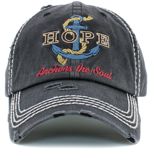 Hope Anchors the Soul Distressed Vintage Washed Baseball Cap Hat Womens
