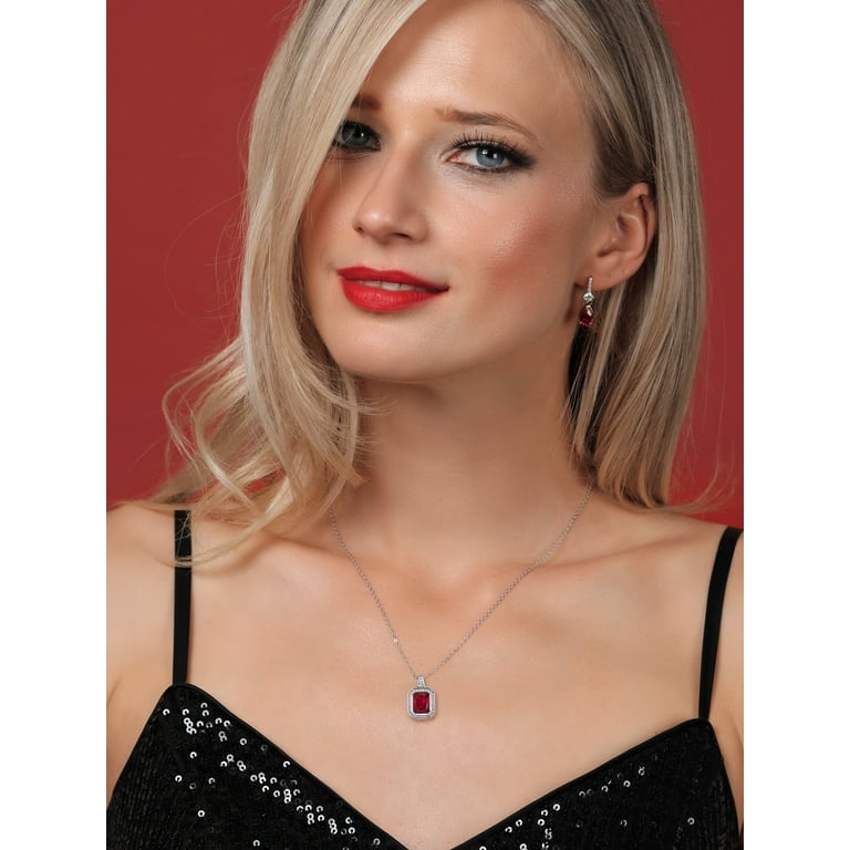 Gem Stone King 925 Sterling Silver Red Created Ruby Pendant