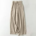 thumbnail image 2 of Uaswgudfs Women's Culottes Linen Cropped Pants with Pockets Wide Leg Pants Elastic Waist Casual Palazzo Trousers 2025 Fashion Beige L, 2 of 9