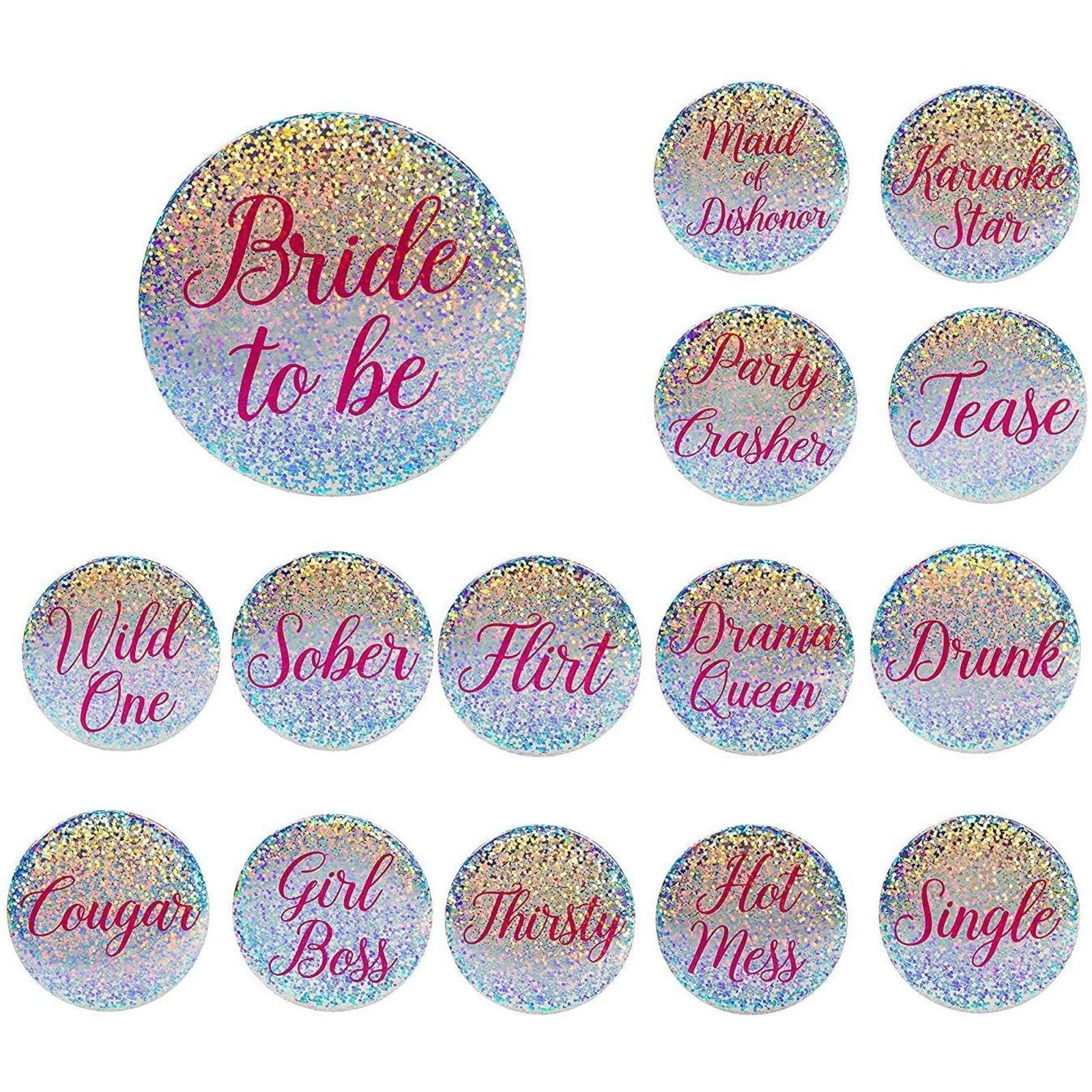 10 pcs maid of honor bridesmaids mother of bride to be flower girl wreath badge pin pinback button wedding shower bachelorette party favors 