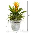 thumbnail image 2 of Nearly Natural 18" Bromeliad and Succulent Artificial Plant in Metal Bucket, Yellow, 2 of 2