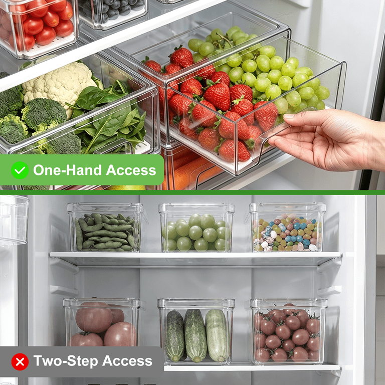 TAIMASI 6-Pack Pull-Out Fridge Drawer Organizer Bins photo 5