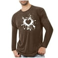 thumbnail image 3 of BiZtdJrK Long Sleeve T Shirts for Men Funny Heart Print Crew Neck Valentine's Day Tee Tops Loose Fit Casual Spring Tees Brown M, 3 of 5