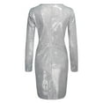 thumbnail image 4 of TAIAOJING Womens Dresses Sequins V-neck Long Sleeve Self Cultivation Dresses Slim Elegant Ladies Party Dress, 4 of 5