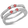 thumbnail image 1 of Dazzlingrock Collection 14K Round Ruby & White Diamond Ladies Wedding Band Enhancer Guard Ring, White Gold, Size 10, 1 of 1