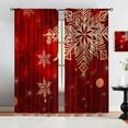 thumbnail image 3 of Christmas Drifting Snow Rod Pocket Blackout Window Curtains, Xmas Ornaments Curtains & Drapes, Fast Drying Machine Washable Door Curtains for Door Window for Bedroom Living Room-W52xL84in, 3 of 6