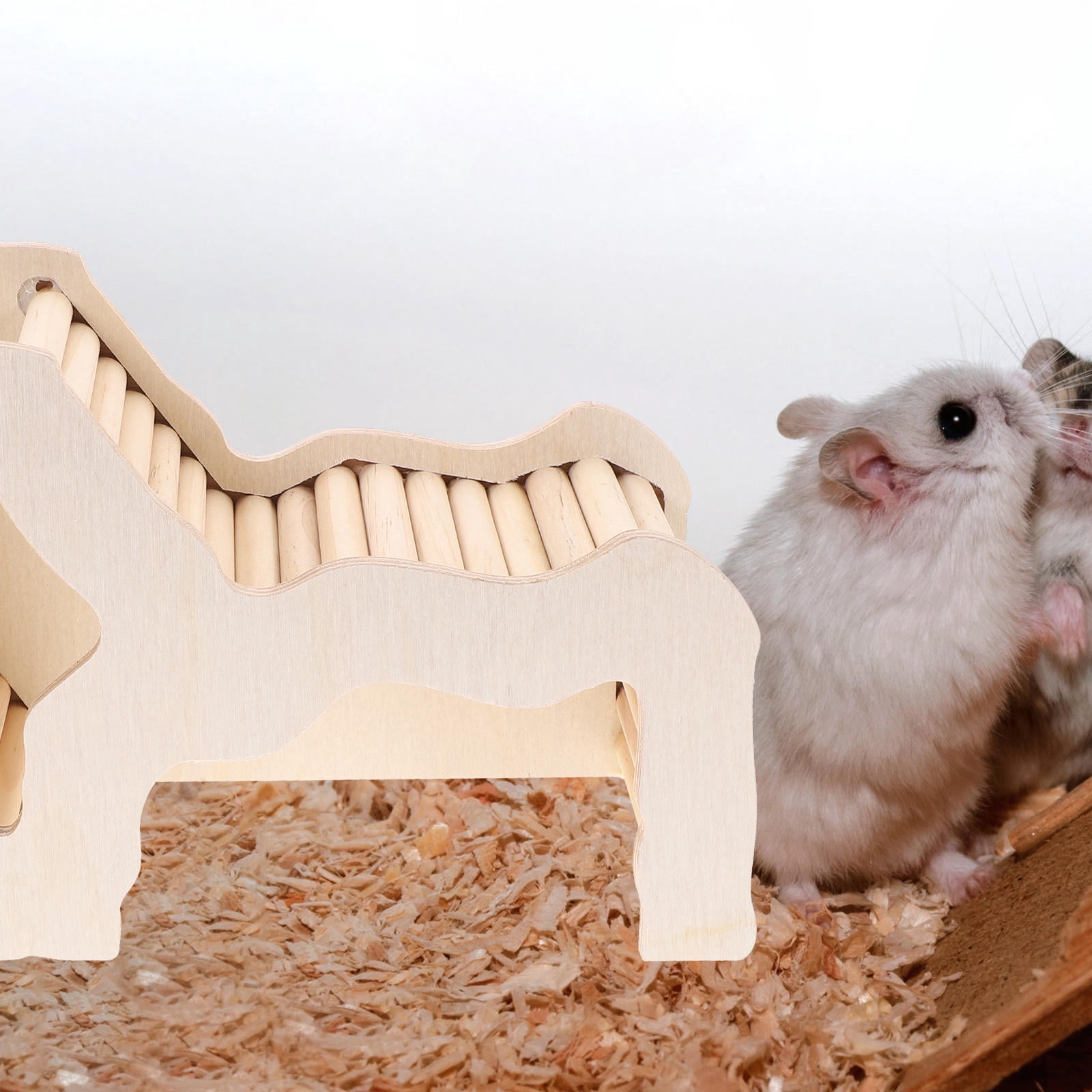 FRCOLOR Khaki Wooden Hamster Sleeping House with Ladder for Small Pets Safe Comfortable Design