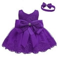 thumbnail image 4 of Baby Girls Lace Bowknot Princess Wedding Formal Tutu Dress+Headband Set Clothes Features Child Dailywear, 4 of 4