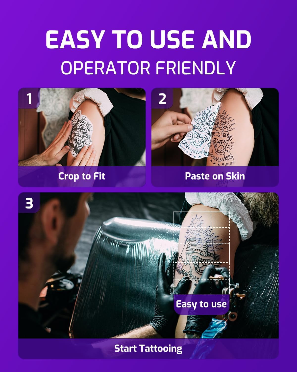 Phomemo M08F Wireless Tattoo Transfer Printer, Thermal Tattoo Machine with 10pcs Free Transfer Paper for Tattoo Artists & Beginners, Compatible with Smartphone & PC, Black & Green
