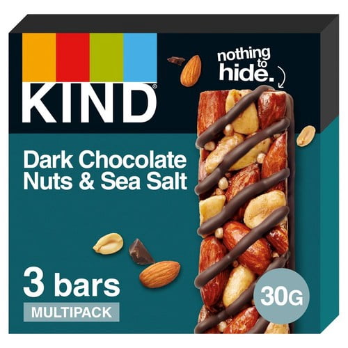 KIND Dark Chocolate Nuts & Sea Salt Snack Bars Multipack 3 x 30g, British Import (Pack of 3)