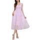 thumbnail image 2 of Vestido midi sin mangas de verano con volantes y tul para fiesta de Inspire Chic, color púrpura claro, 2 of 6