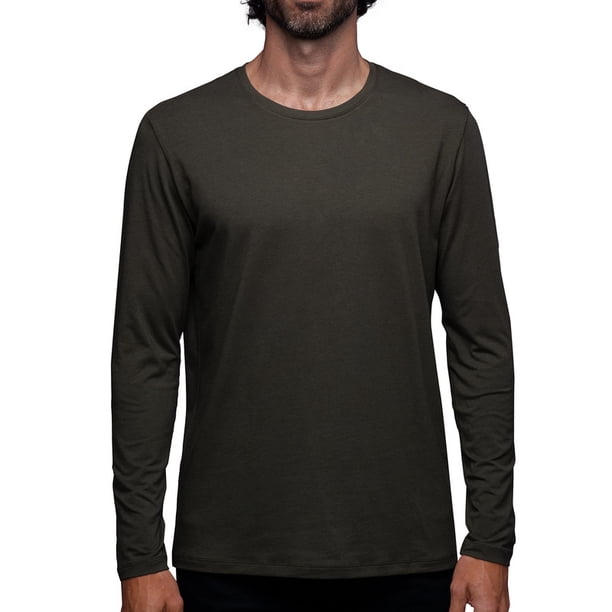 Playera Manga Larga Para Hombre De Algodón Pima y Tela Spandex Unbranded Co Long Sleeve Crew Neck Dark Olive 2XL