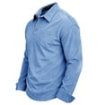 thumbnail image 4 of MXALUOB Men's Long Sleeve Golf Shirts Corduroy Turn Down Collar Shirt with Chest Pocket 3 Buttons Solid Color Textured Classic Tops, 4 of 5
